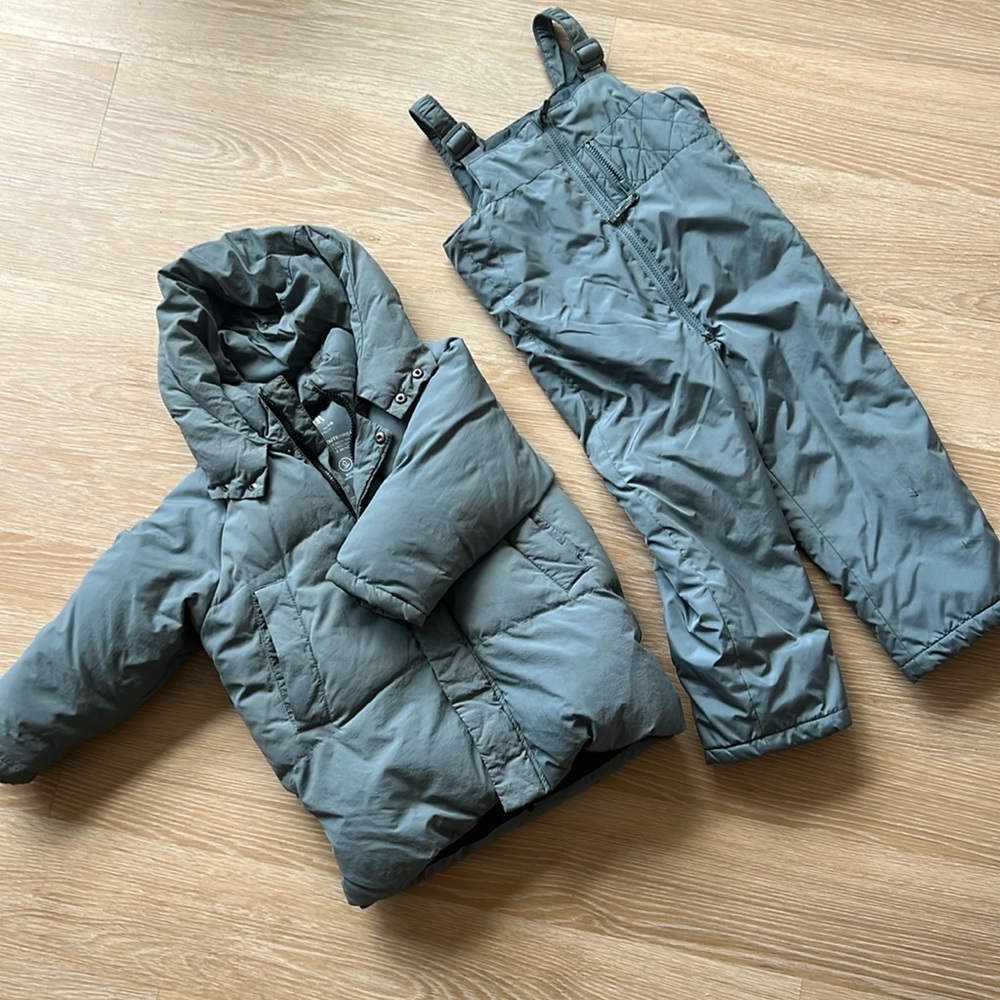 Zara puffer and 2 Old navy overall sets